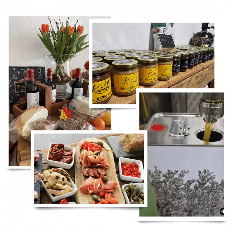 Verschiedene Produkte aus Italien wie etwa Olivenöl oder Antipasti Verschiedene Produkte aus Italien wie etwa Olivenöl oder Antipasti